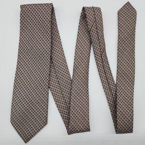 John Blair Necktie Grenadine Brown White Dacron 3" W 55" L VTG Retro